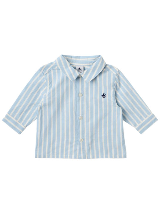Petit Bateau: Cotton shirt - ブルー/ホワイト - kids-boys_0 | Luisa Via Roma