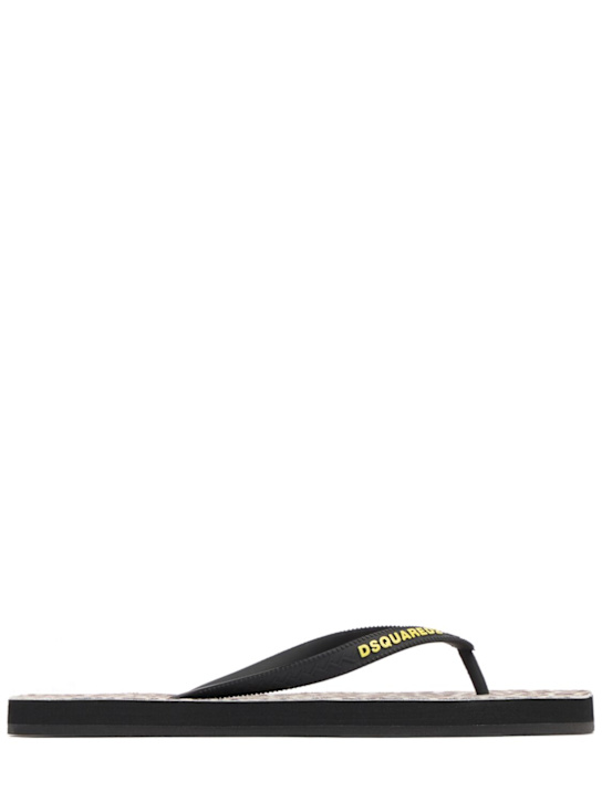 Dsquared2: Wild logo rubber flip flops - Maculato/Black - men_0 | Luisa Via Roma