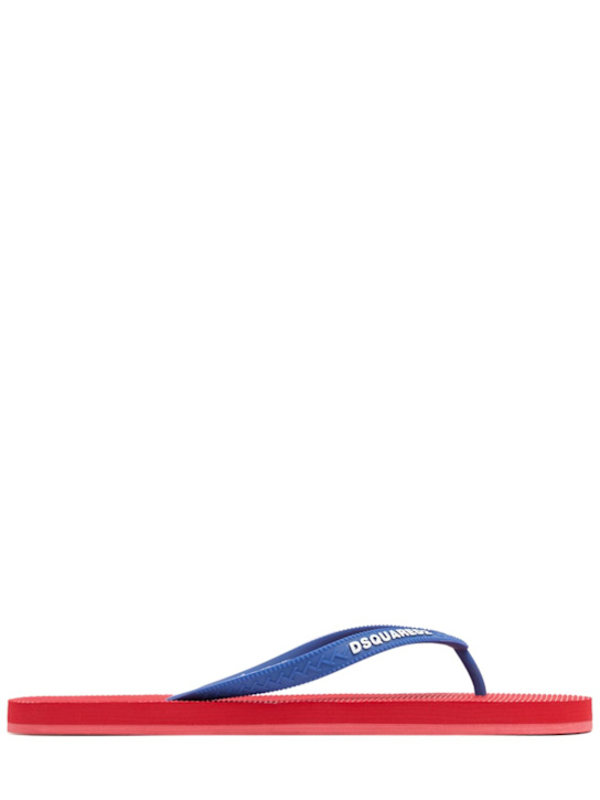 Dsquared2: Logo rubber flip flops - Bleu/Rouge - men_0 | Luisa Via Roma