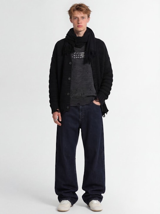MM6 Maison Margiela: 5-pocket cotton blend denim pants - men_1 | Luisa Via Roma