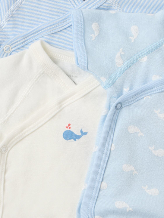 Petit Bateau: Set of 3 printed cotton bodysuits - Bleu/Blanc - kids-girls_1 | Luisa Via Roma