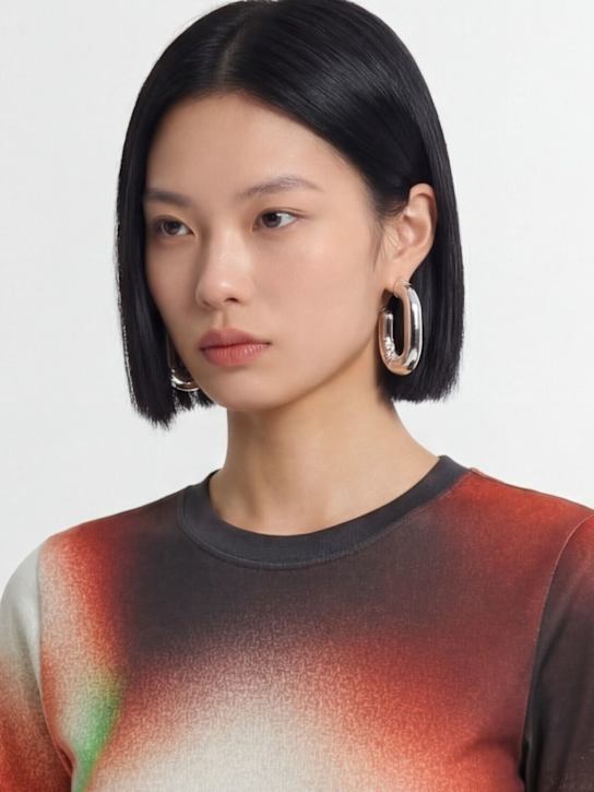 Rabanne: Hoop earrings - Silver - women_1 | Luisa Via Roma