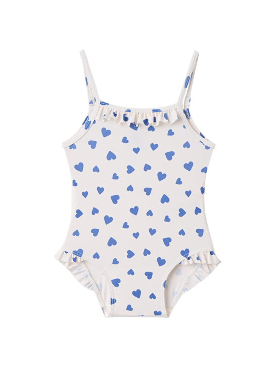 Petit Bateau: Printed one piece swimsuit - Beige/Blue - kids-girls_0 | Luisa Via Roma