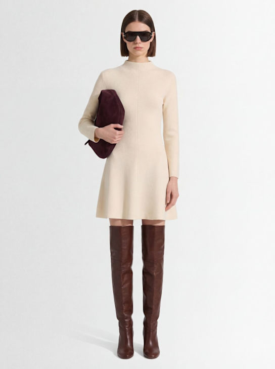 Magda Butrym: Wool blend turtleneck mini dress - White - women_1 | Luisa Via Roma