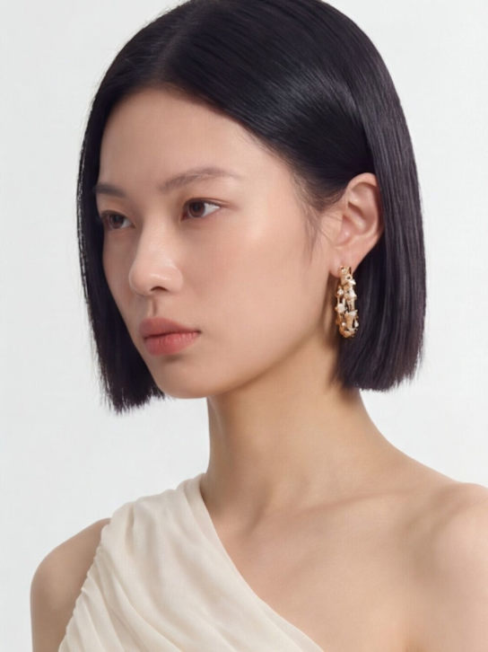 Rabanne: Crystal hoop earrings - Gold - women_1 | Luisa Via Roma
