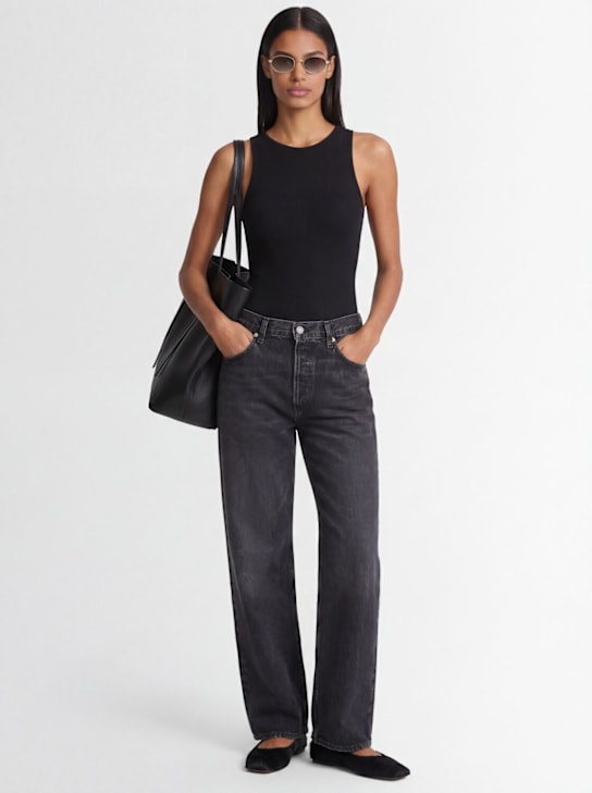 Agolde: Nova banded back cotton jersey bodysuit - Black - women_1 | Luisa Via Roma