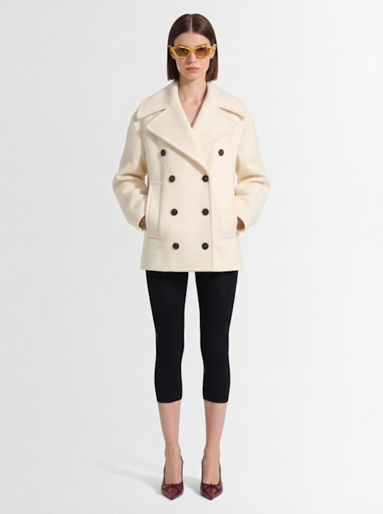 Jacquemus: Le Caban Ovalo wool short coat - オフホワイト - women_1 | Luisa Via Roma