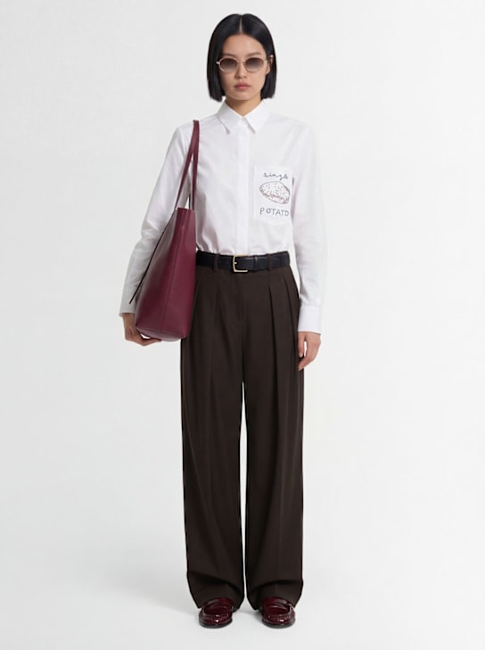 Marcell Pustul: Single Potato cropped shirt - 白色 - women_1 | Luisa Via Roma