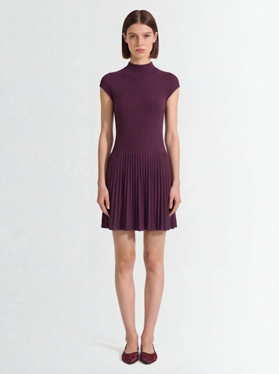 Magda Butrym: Vestido corto plisado de algodón - Violeta - women_1 | Luisa Via Roma