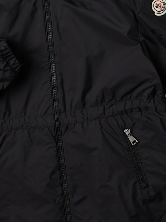 Moncler: Wete hooded nylon parka - 黑色 - kids-girls_1 | Luisa Via Roma