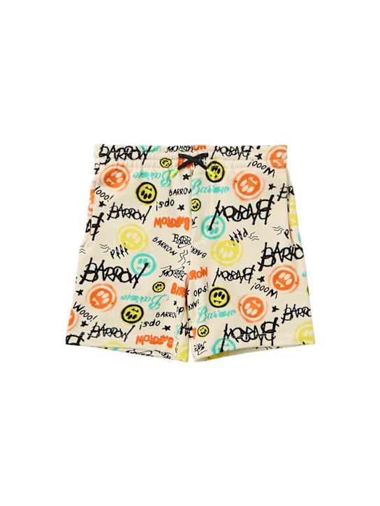 Barrow: Printed cotton sweat shorts - ベージュ - kids-boys_0 | Luisa Via Roma