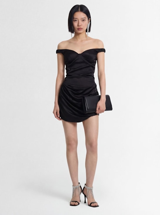 Magda Butrym: Vestido mini drapeado de mezcla de viscosa - Negro - women_1 | Luisa Via Roma