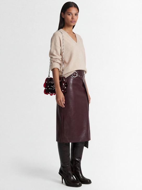 Rabanne: Sac à main sequined bag - Silver/Bordeaux - women_1 | Luisa Via Roma