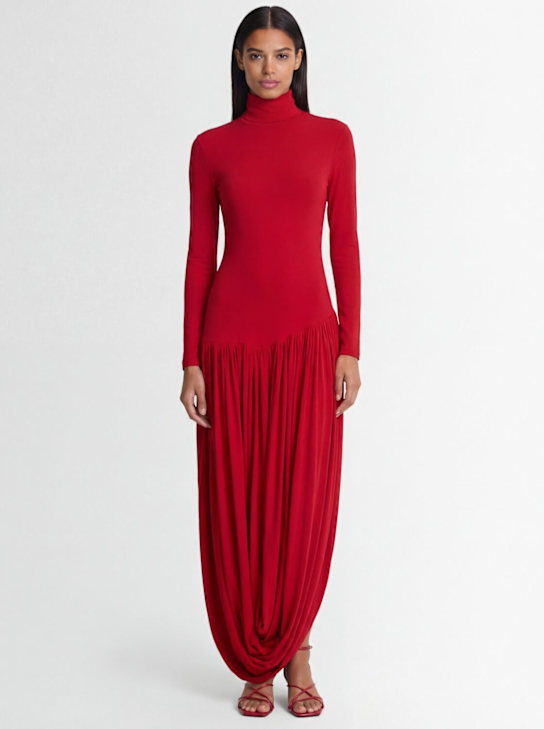 Magda Butrym: Turtleneck long sleeve viscose dress - Red - women_1 | Luisa Via Roma