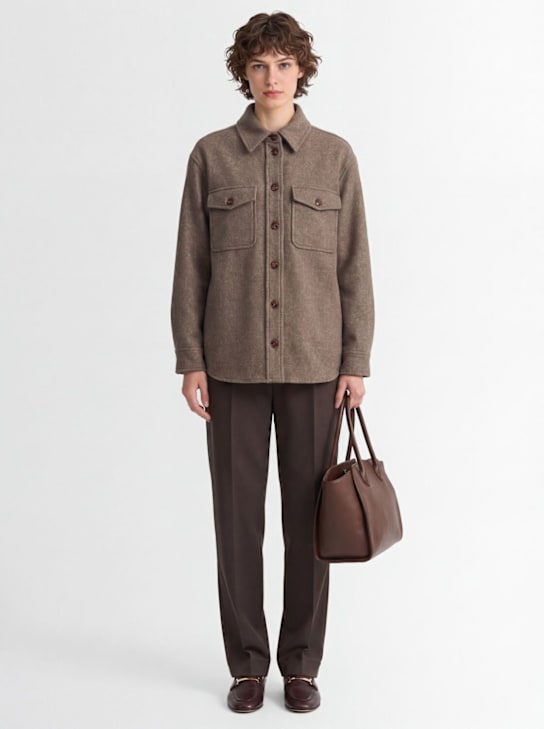 Brunello Cucinelli: Tailoring straight pants - Brown - women_1 | Luisa Via Roma