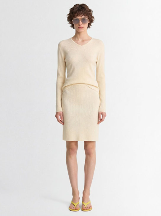 Nami: Cashmere knit pencil skirt - Butter Yellow - women_1 | Luisa Via Roma