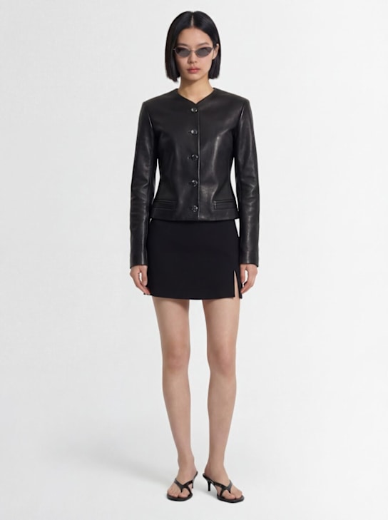 Acne Studios: Wool blend mini skirt - Black - women_1 | Luisa Via Roma