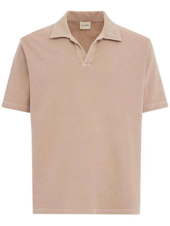 Closed: Short sleeve cotton polo shirt - Beige Argile - men_0 | Luisa Via Roma
