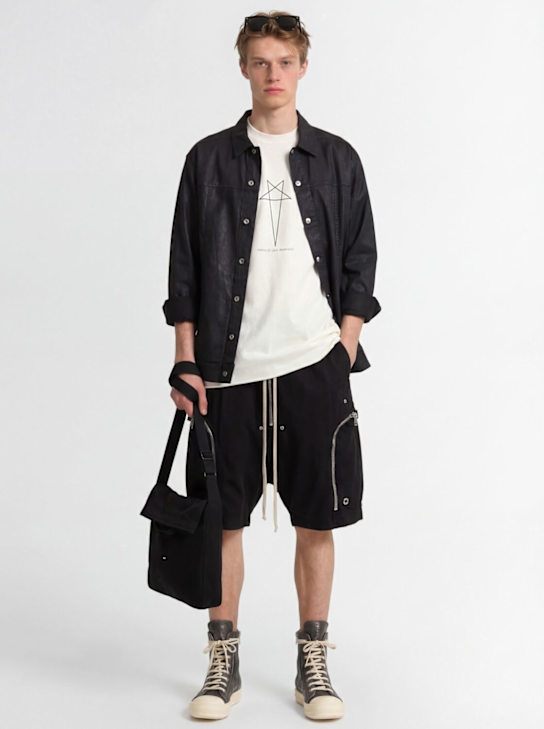 Rick Owens DRKSHDW: Bauhaus cotton shorts - Black - men_1 | Luisa Via Roma