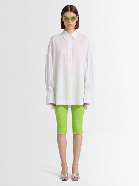 MSGM: Jersey cotton blend knee length shorts - Green - women_1 | Luisa Via Roma