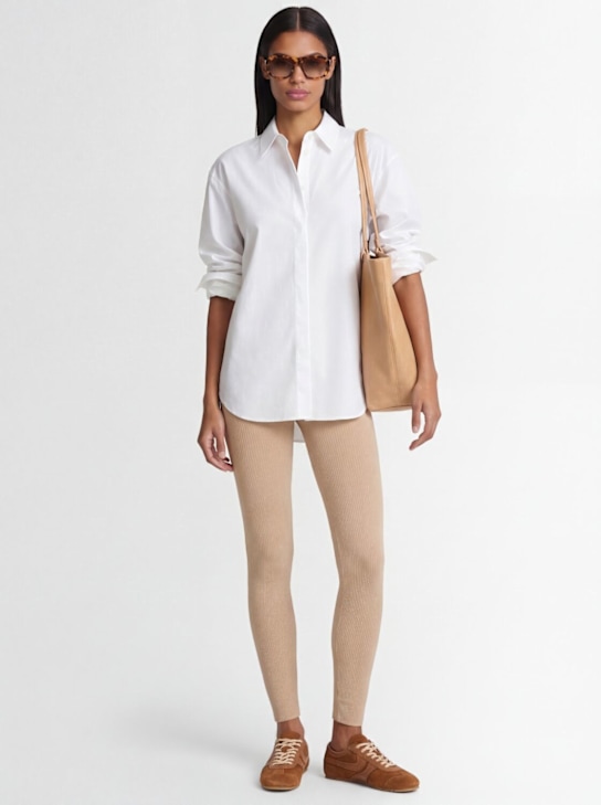 Andreadamo: Ribbed jersey stirrup leggings - Nude - women_1 | Luisa Via Roma