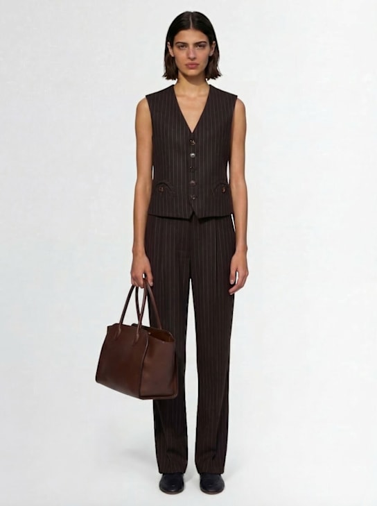 Blazé Milano: Gilet en cachemire de laine Feral - Marron Foncé - women_1 | Luisa Via Roma