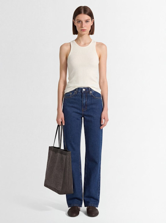 Rhea: Ribbed cotton tank top - Wollweiß - women_1 | Luisa Via Roma