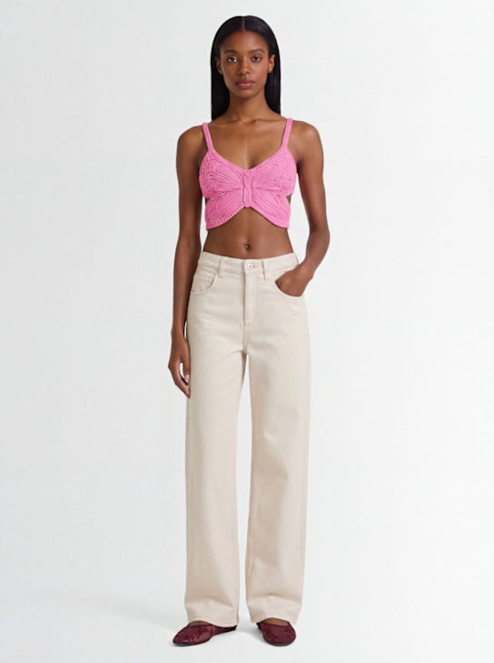 Blumarine: Butterfly crop top - Rosa - women_1 | Luisa Via Roma