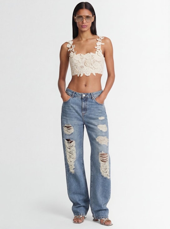 Blumarine: Rose knit top - Burro - women_1 | Luisa Via Roma