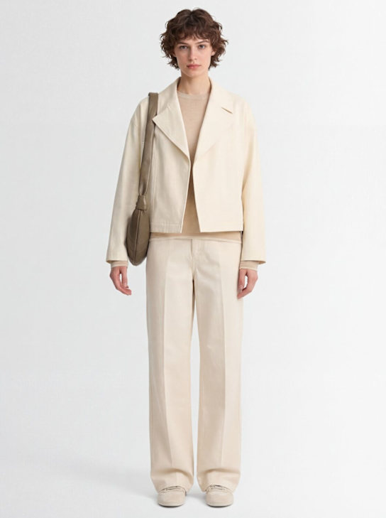 Loulou De Saison: Coen棉质短款夹克 - 米黄色 - women_1 | Luisa Via Roma