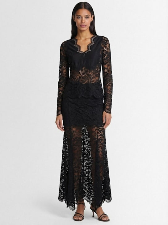Rabanne: Stretch lace top - Noir - women_1 | Luisa Via Roma