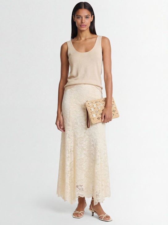 Rabanne: Falda larga de encaje - Marfil - women_1 | Luisa Via Roma