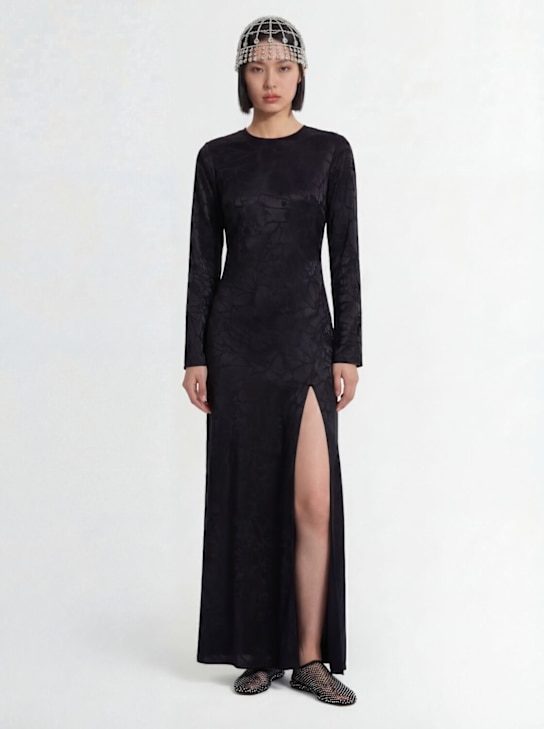 ANINE BING: Robe longue en soie jacquard Freja - Noir - women_1 | Luisa Via Roma
