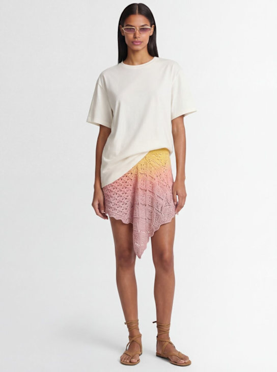 The Attico: Asymmetrischer Rock aus gehäkelter Baumwolle - Pink/Gelb - women_1 | Luisa Via Roma