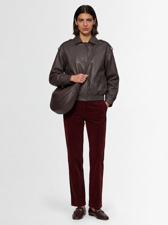Blazé Milano: Nana cotton straight pants - Plum - women_1 | Luisa Via Roma