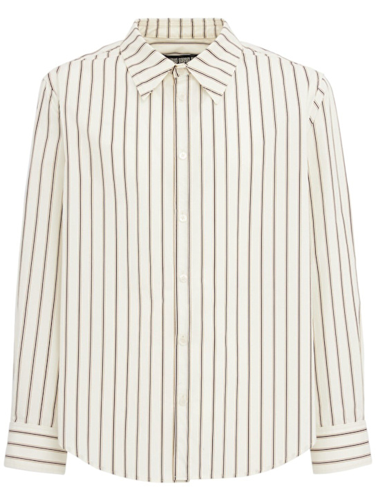 Louis Gabriel Nouchi: Striped poplin cotton classic shirt - Desert Pinstrip - men_0 | Luisa Via Roma