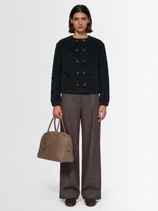 Blazé Milano: Chaqueta bolero de terciopelo - Verde Oscuro - women_1 | Luisa Via Roma