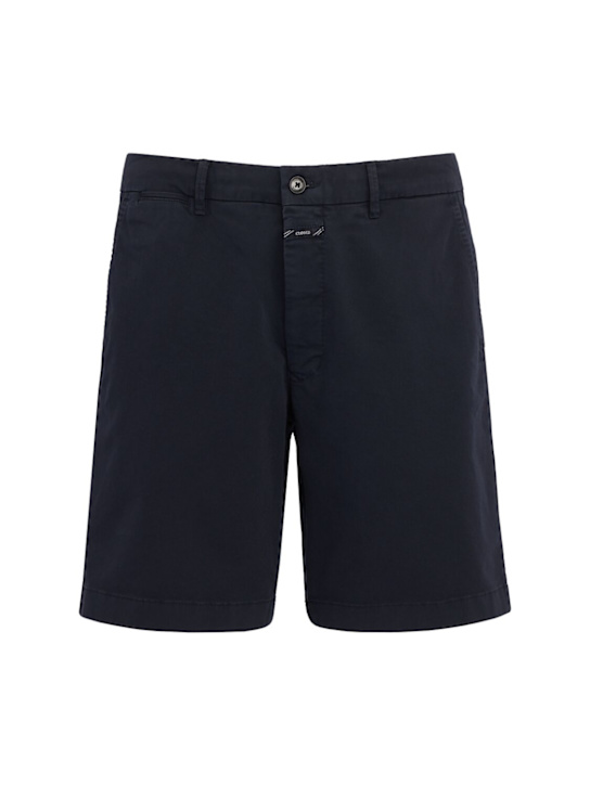 Closed: Classic cotton blend chino shorts - Dark Night - men_0 | Luisa Via Roma