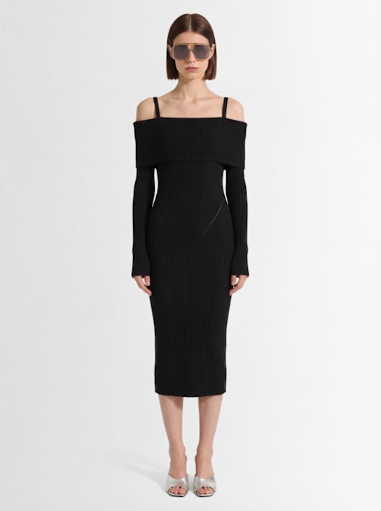 Andreadamo: Ribbed knit midi dress - Black - women_1 | Luisa Via Roma