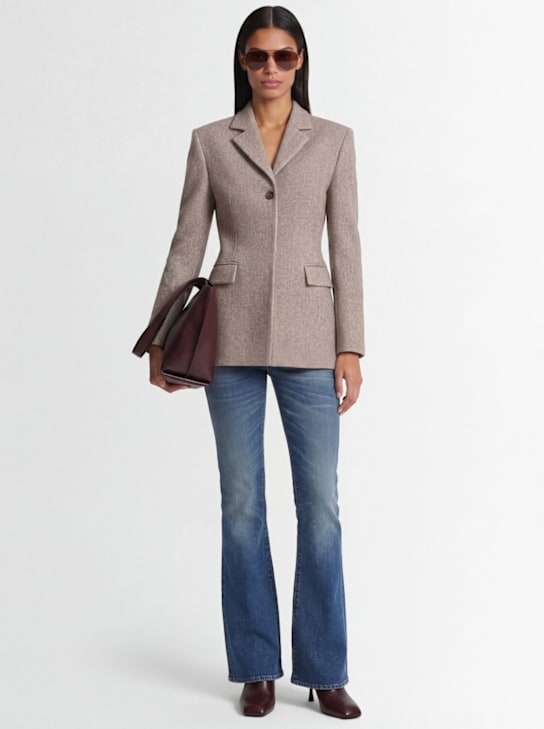 Magda Butrym: Single breast wool blend blazer - Beige - women_1 | Luisa Via Roma