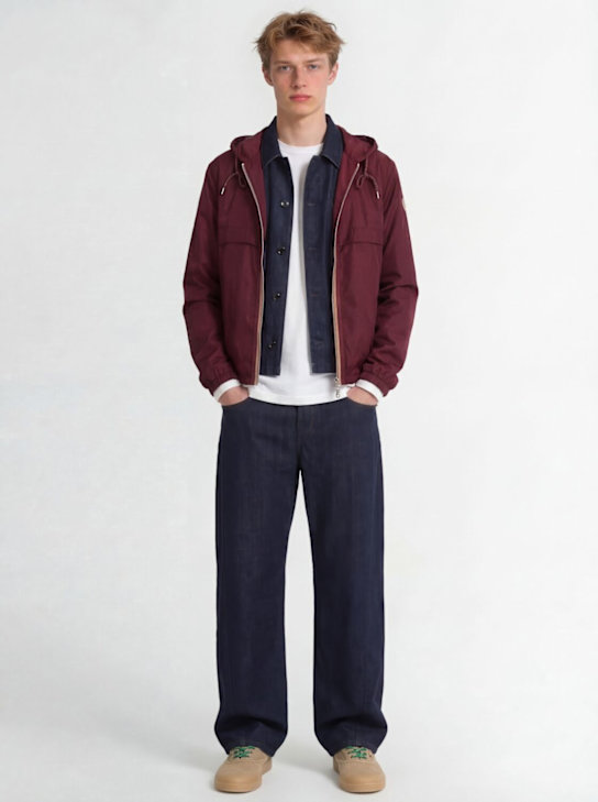 Moncler: Nidge nylon hooded casual jacket - 酒红色 - men_1 | Luisa Via Roma