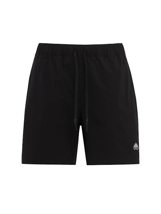 Moose Knuckles: Logo swim shorts - Black - men_0 | Luisa Via Roma
