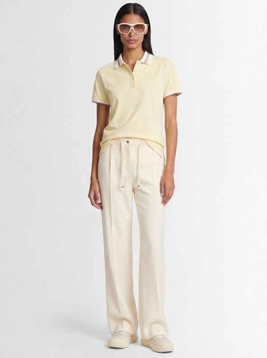 Moncler: Polo コットンジャージートップ - イエロー - women_1 | Luisa Via Roma