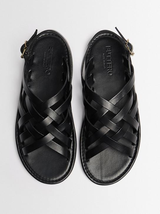 Buttero: Leather sandals - 黑色 - men_1 | Luisa Via Roma