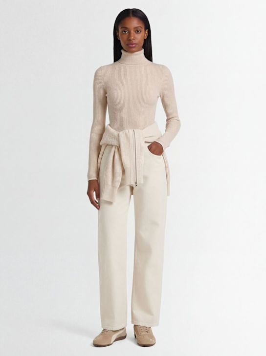 Varley: Ravena rib 2.0 knit high neck sweater - Silver Birch - women_1 | Luisa Via Roma