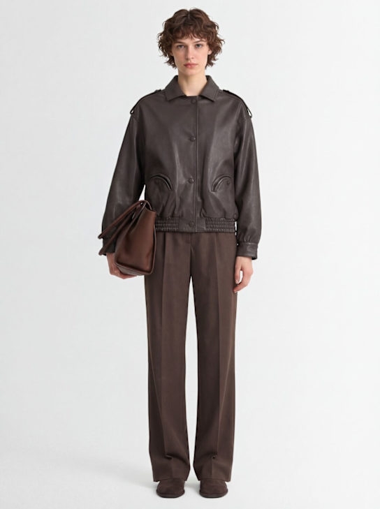 Blazé Milano: Chaqueta bomber de piel - Café - women_1 | Luisa Via Roma