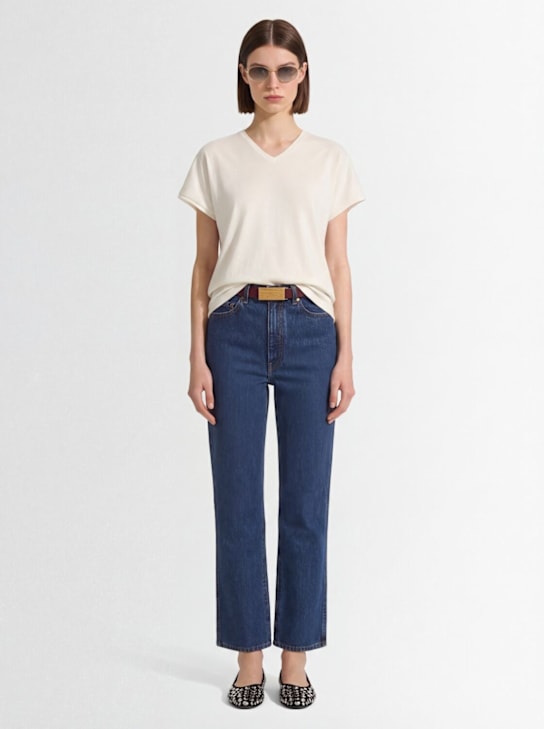 Khaite: Abigail high rise straight jeans - Blue - women_1 | Luisa Via Roma