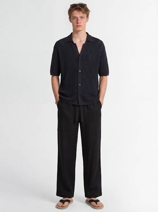 Laneus: 棉质针织polo衫 - 黑色 - men_1 | Luisa Via Roma