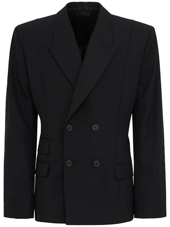 Louis Gabriel Nouchi: Double breast wool blend blazer - Black - men_0 | Luisa Via Roma