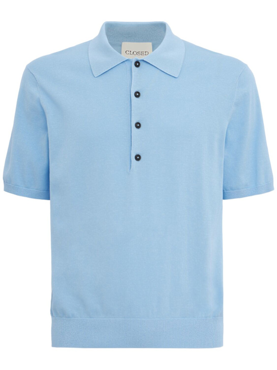Closed: Short sleeve cotton polo shirt - 天蓝色 - men_0 | Luisa Via Roma